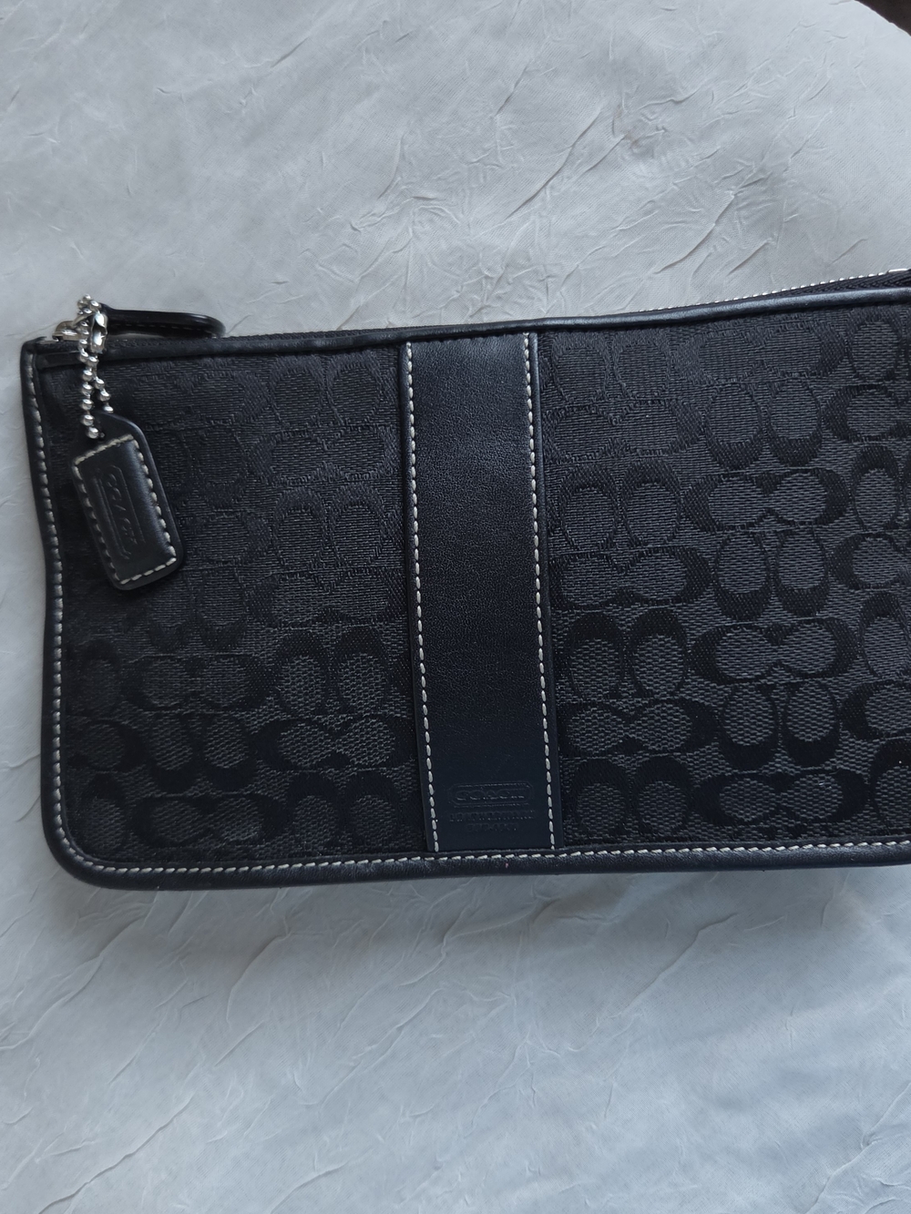 Coach Signature Jacquard Fabric Cosmetic Zip Pouch